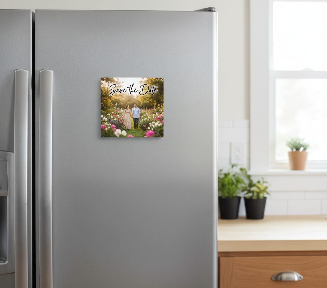 Save the Date Wedding Magnet on Refrigerator
