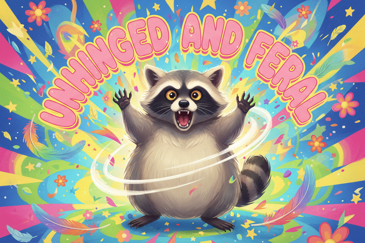 Unhinged and feral raccoon lashing out